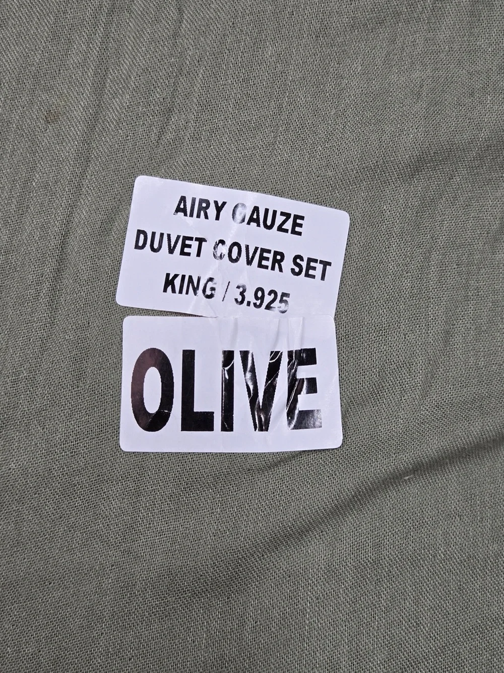QUINCE Organic Cotton Gauze Duvet Cover Set King/Cal King Olive 8546